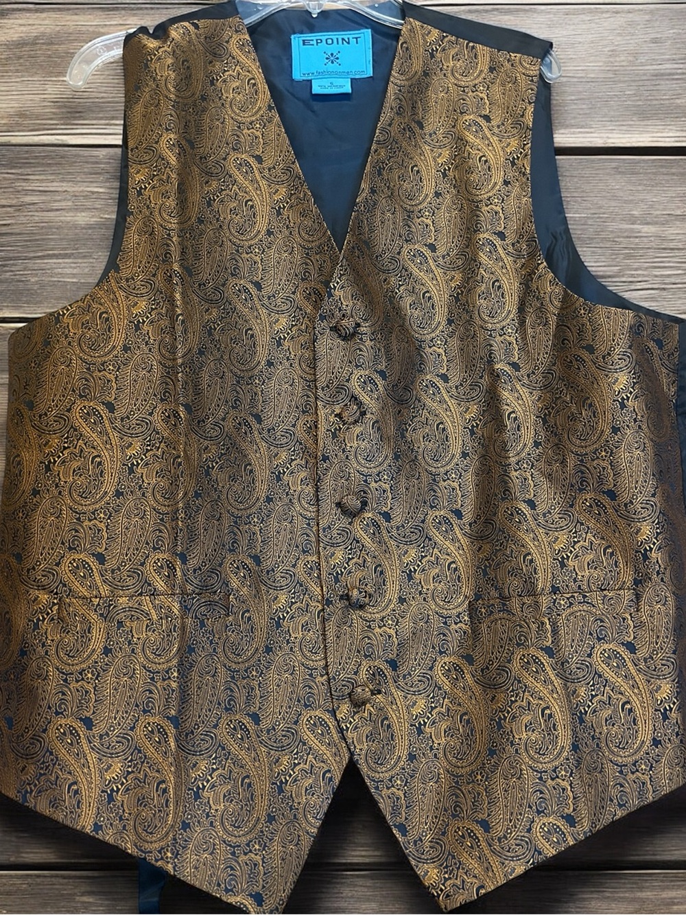 Men's Black & Burnt Orange Paisley Formal Satin-type Vest